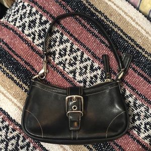 Black Leather Coach Shoulder Bag